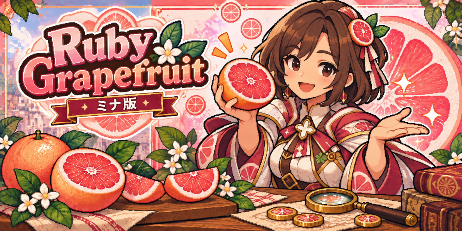 ルビーグレープフルーツの食材紹介イラスト